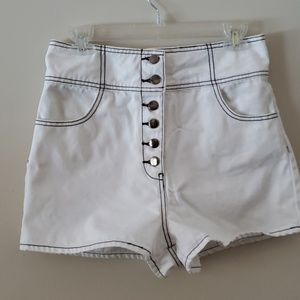 Forever 21 white denim high rise button fly shorts
